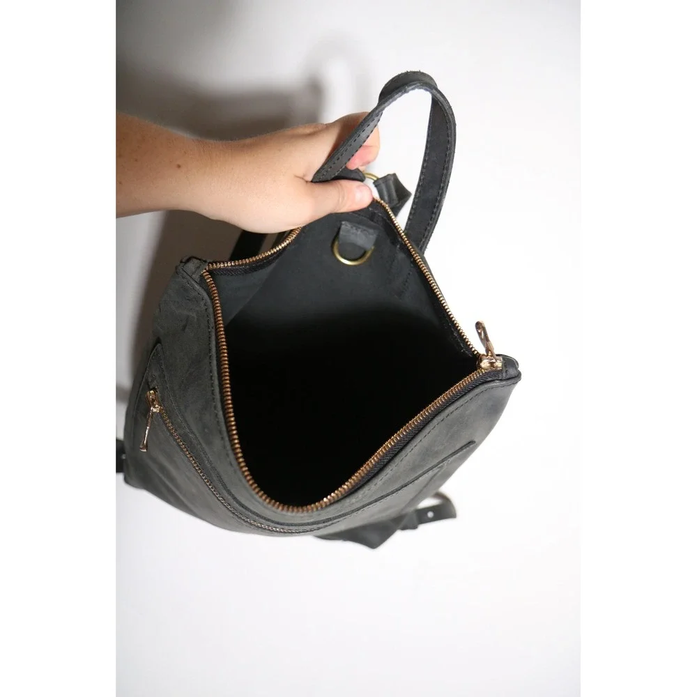 Parker Clay Miramar Full Grain Leather Backpack Black Neutral Casual Minimalist
